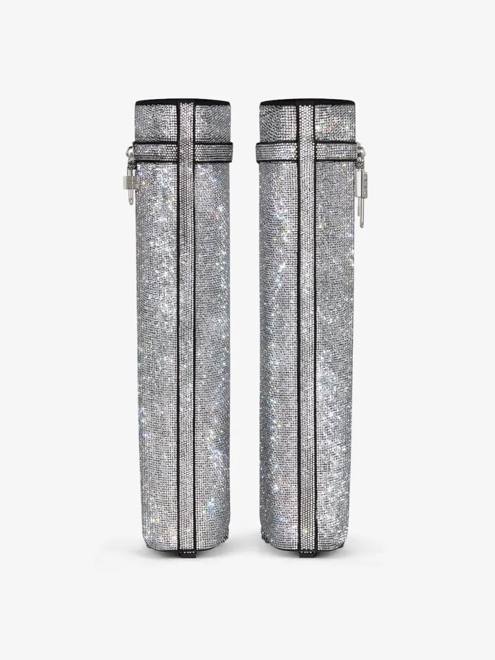 Shark Lock Boots In Suede With Strass Silvery Women Givenchy Shark Lock