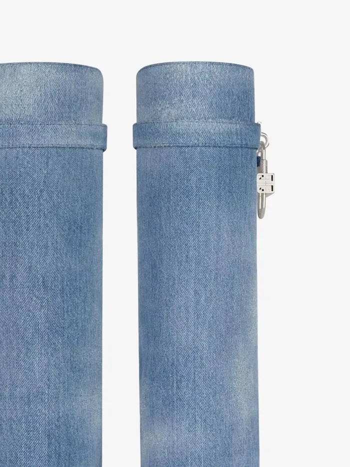 Shark Lock Boots In Washed Denim Medium Blue Women Givenchy Shark Lock