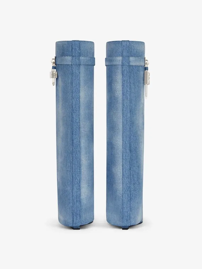 Shark Lock Boots In Washed Denim Medium Blue Women Givenchy Shark Lock