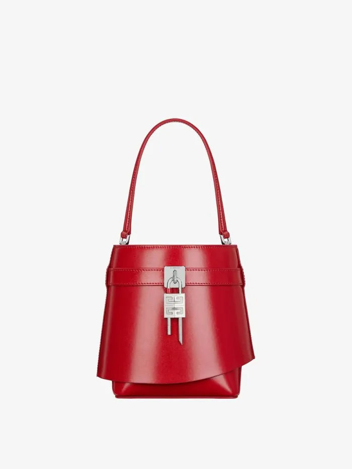 Shark Lock Bucket Bag In Box Leather Red Women Givenchy Crossbody Bags