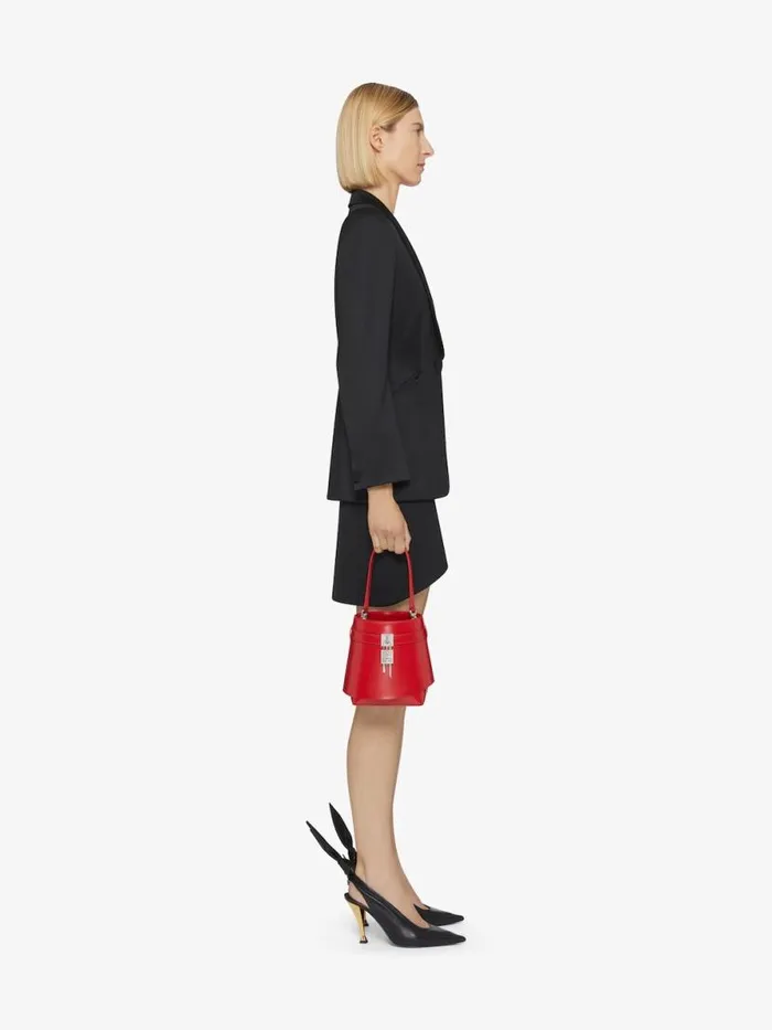 Shark Lock Bucket Bag In Box Leather Red Women Givenchy Crossbody Bags