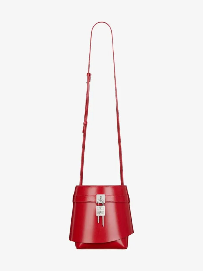 Shark Lock Bucket Bag In Box Leather Red Women Givenchy Crossbody Bags