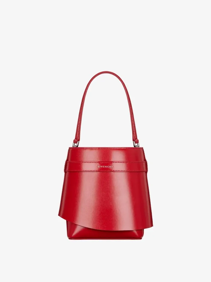 Shark Lock Bucket Bag In Box Leather Red Women Givenchy Crossbody Bags