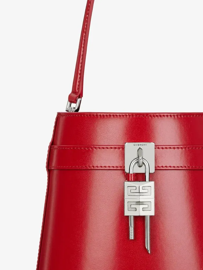 Shark Lock Bucket Bag In Box Leather Red Women Givenchy Crossbody Bags