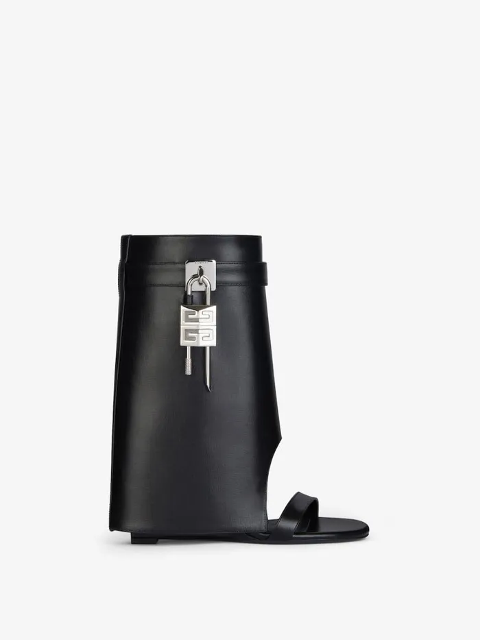 Shark Lock Sandals In Leather Black Women Givenchy Shark Lock