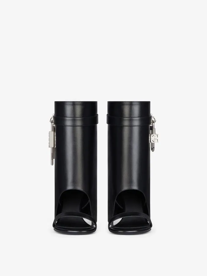 Shark Lock Sandals In Leather Black Women Givenchy Shark Lock
