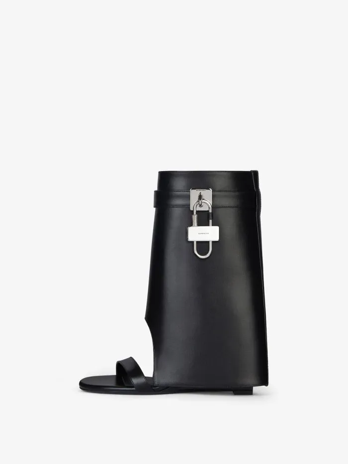 Shark Lock Sandals In Leather Black Women Givenchy Shark Lock