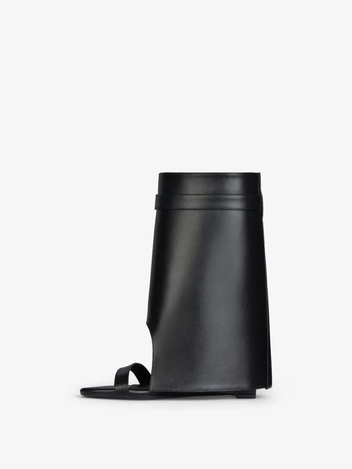 Shark Lock Sandals In Leather Black Women Givenchy Shark Lock