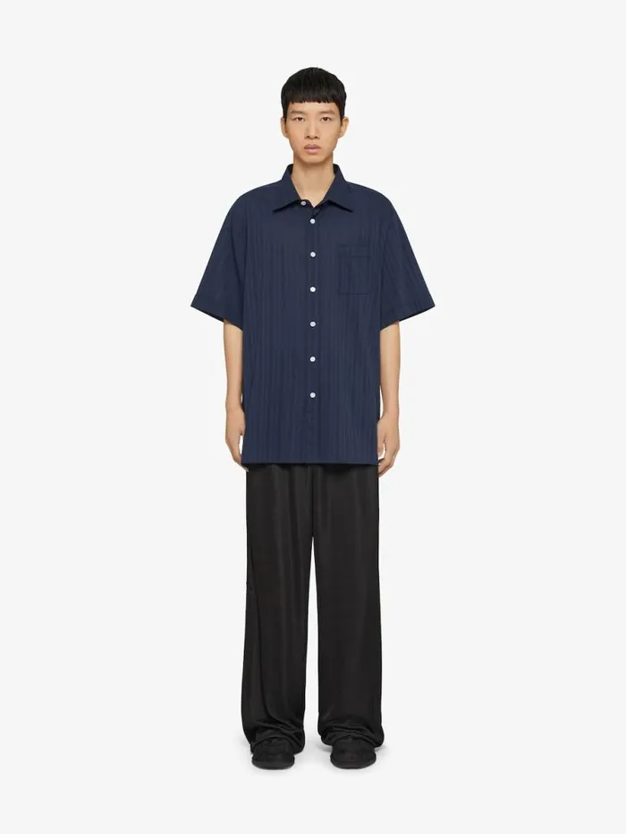 Shirt In Cotton Voile With Stripes Navy Men Givenchy Shirts