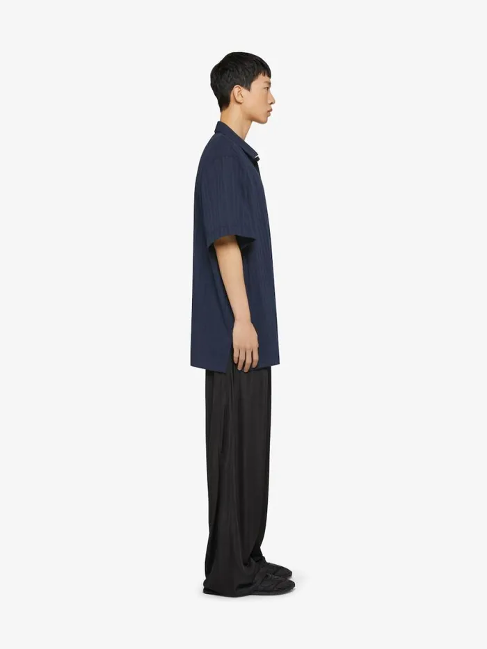 Shirt In Cotton Voile With Stripes Navy Men Givenchy Shirts