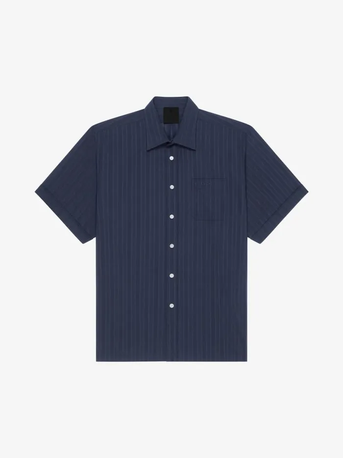 Shirt In Cotton Voile With Stripes Navy Men Givenchy Shirts