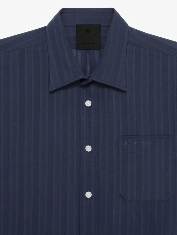 Shirt In Cotton Voile With Stripes Navy Men Givenchy Shirts