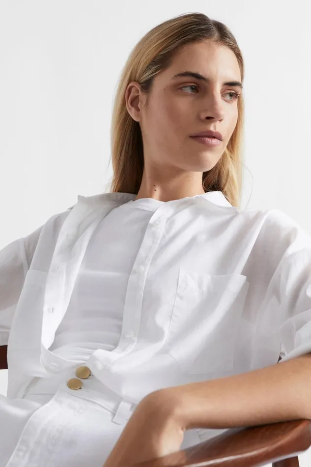 Shirts Woman Seed Heritage Voile Relaxed Shirt Whisper White
