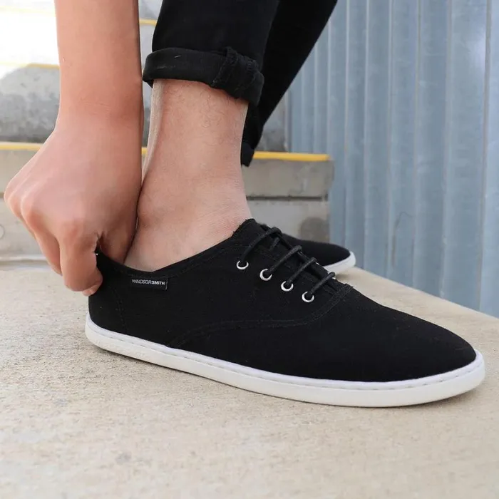 Shoes Men Windsor Smith STANLEY BLACK CANVAS SHOES Shoes Men Windsor Smith STANLEY BLACK CANVAS SHOES