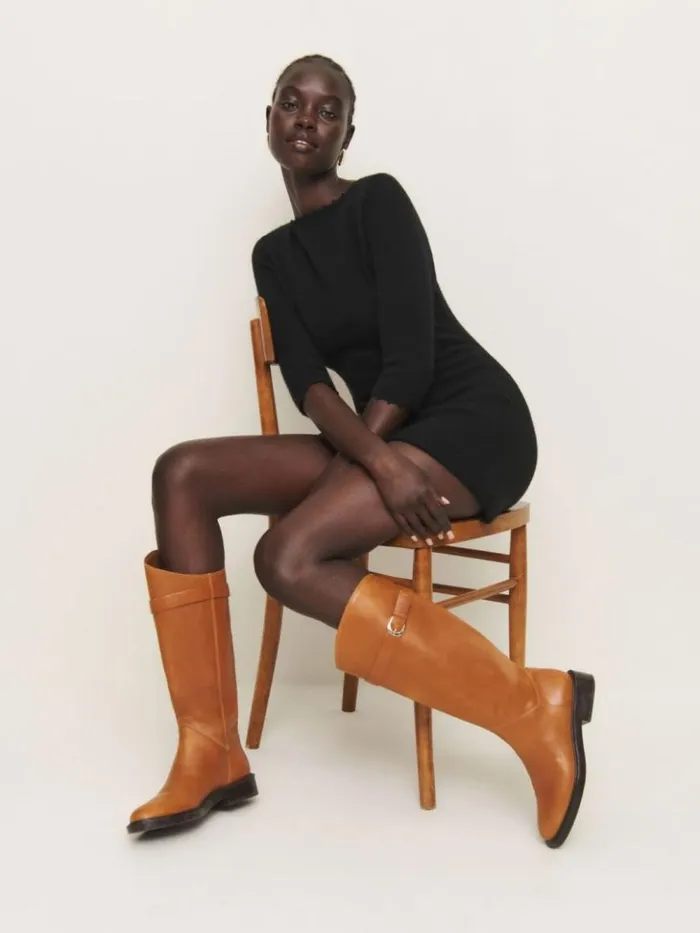 Shoes The Reformation Franklin Knee Boot Whiskey Leather