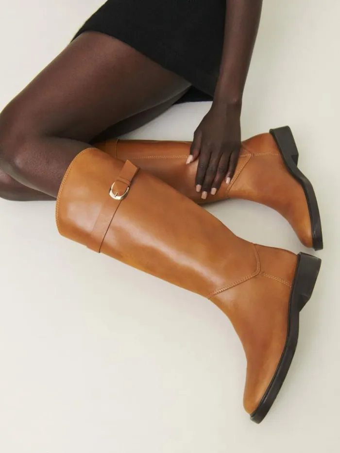 Shoes The Reformation Franklin Knee Boot Whiskey Leather