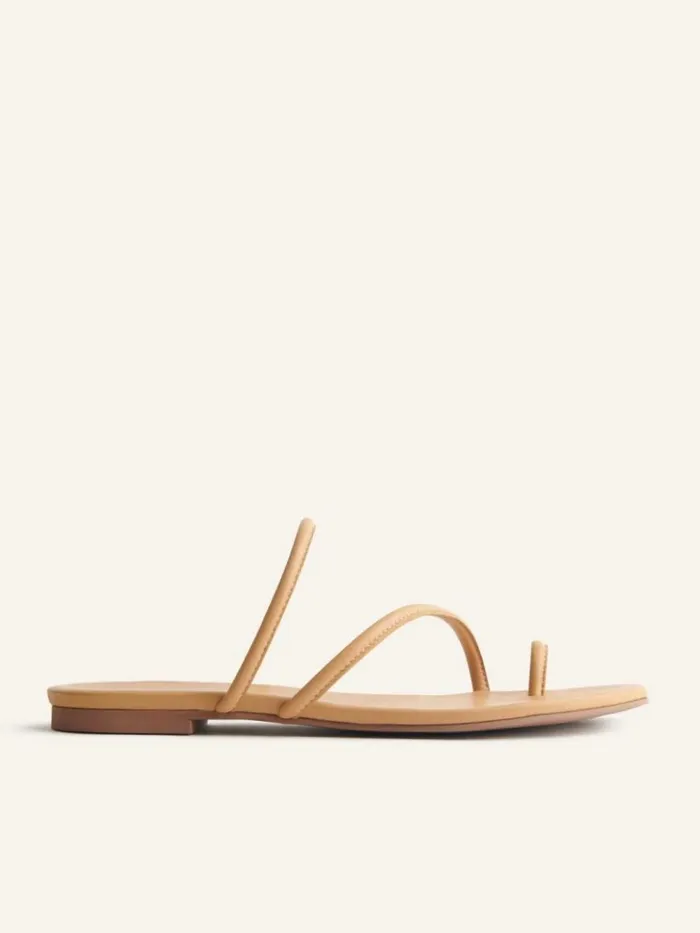 Shoes The Reformation Ludo Toe Ring Strappy Flat Sandal Buff