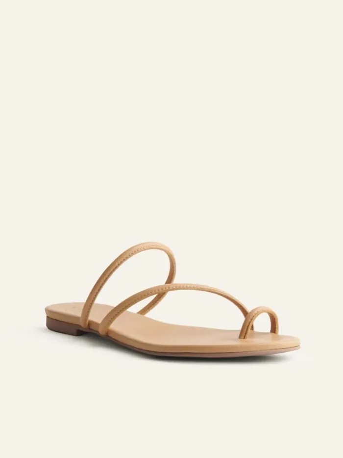 Shoes The Reformation Ludo Toe Ring Strappy Flat Sandal Buff