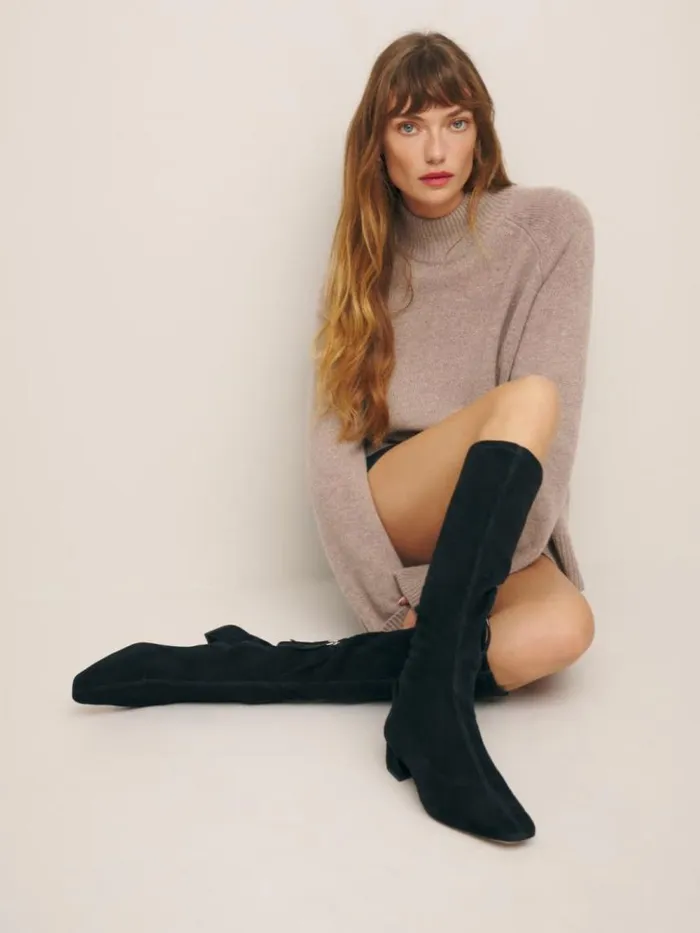 Shoes The Reformation Raven Knee Boot Black Suede