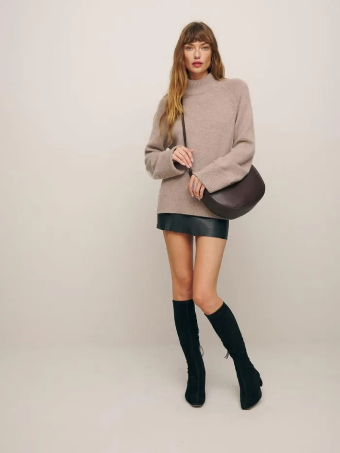Shoes The Reformation Raven Knee Boot Black Suede