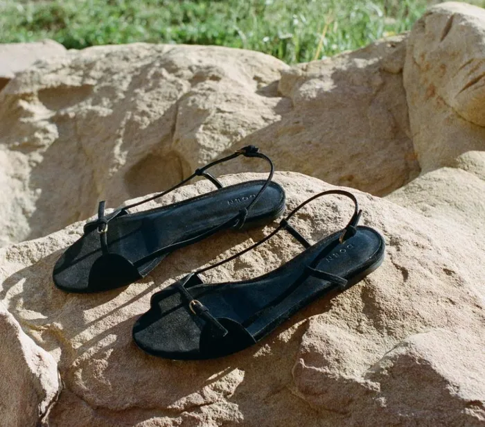 Shop BASTILLE SANDAL Black Suede DEN Footwear