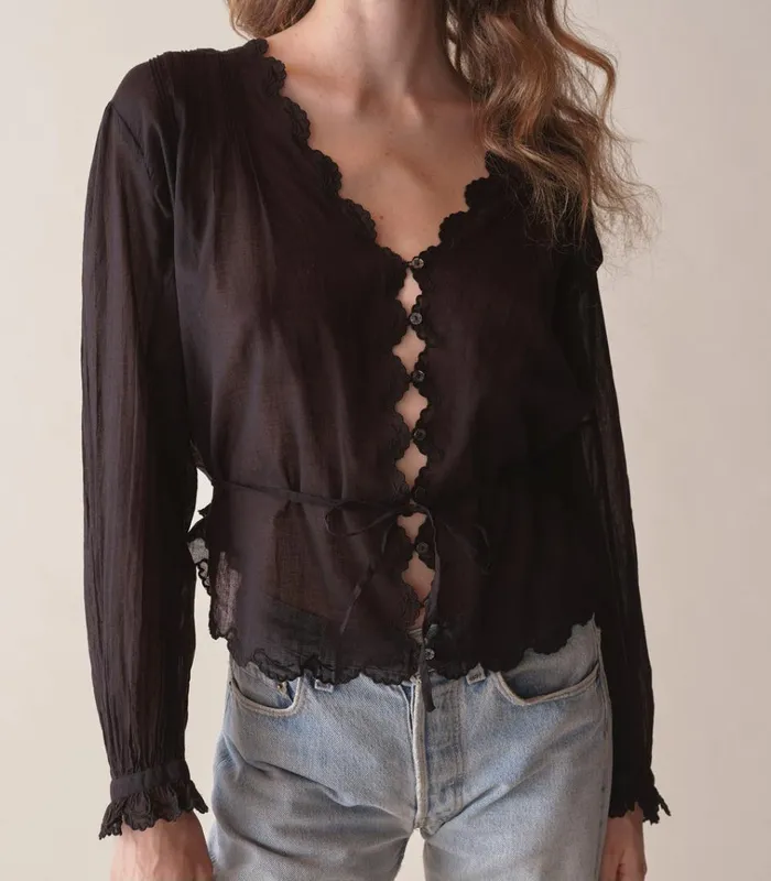 Shop ELAYNE TOP Black DEN Tops