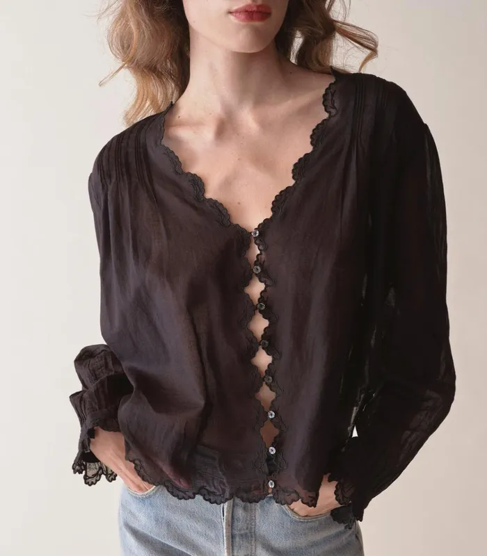 Shop ELAYNE TOP Black DEN Tops
