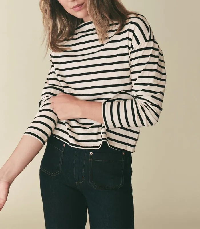 Shop IRENE TEE Black Newport Stripe DEN Tees