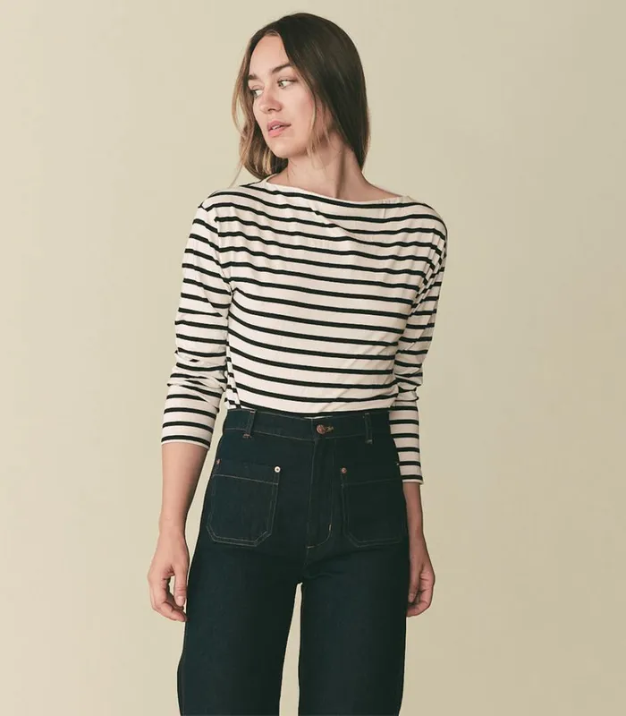 Shop IRENE TEE Black Newport Stripe DEN Tees