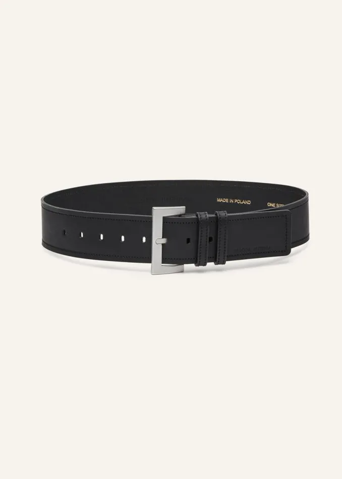 Shop Magda Butrym Accessories Wide Black Leather Belt In Silver Shop Magda Butrym Accessories Wide Black Leather Belt In Silver