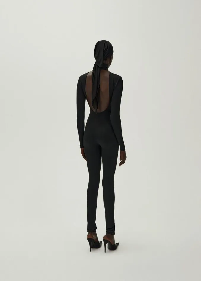Shop Magda Butrym Bodysuits Flower Bra Jersey Jumpsuit In Black Shop Magda Butrym Bodysuits Flower Bra Jersey Jumpsuit In Black