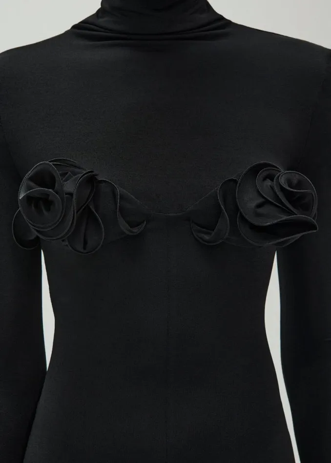 Shop Magda Butrym Bodysuits Flower Bra Jersey Jumpsuit In Black Shop Magda Butrym Bodysuits Flower Bra Jersey Jumpsuit In Black