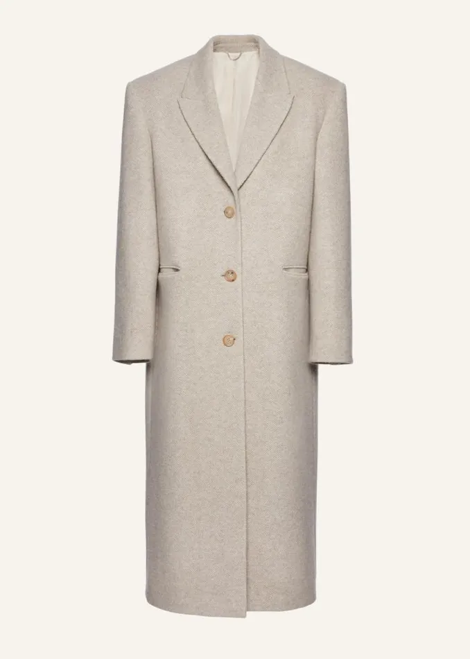 Shop Magda Butrym Coats And Jackets Cashmere Single Breasted Long Coat In Beige Shop Magda Butrym Coats And Jackets Cashmere Single Breasted Long Coat In Beige