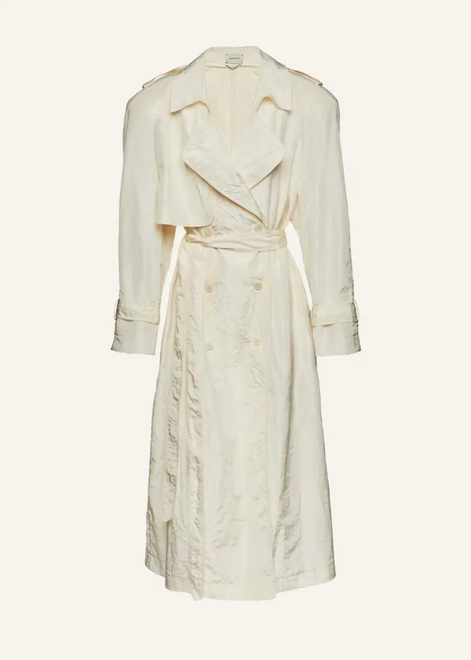 Shop Magda Butrym Coats And Jackets Silk Taffeta Trench Coat In Cream