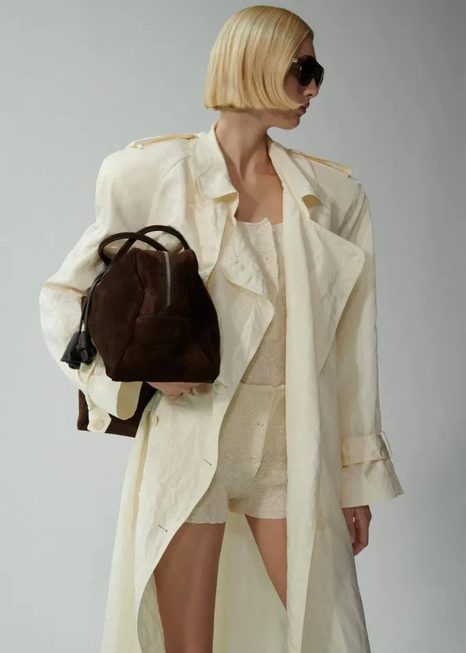 Shop Magda Butrym Coats And Jackets Silk Taffeta Trench Coat In Cream Shop Magda Butrym Coats And Jackets Silk Taffeta Trench Coat In Cream