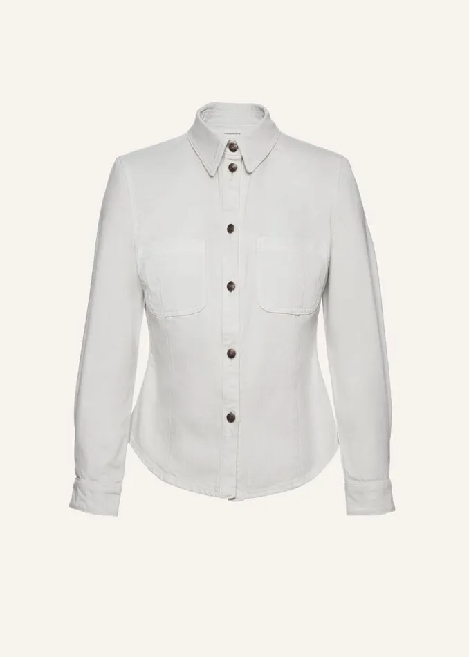 Shop Magda Butrym Denim 70039s Denim Button Down Shirt In White Sand