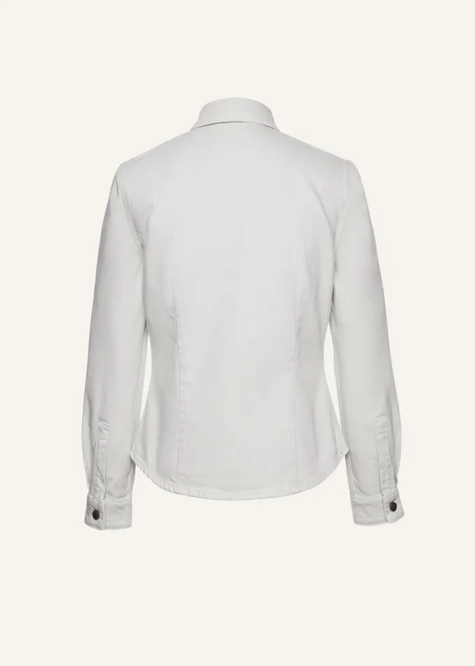 Shop Magda Butrym Denim 70039s Denim Button Down Shirt In White Sand Shop Magda Butrym Denim 70039s Denim Button Down Shirt In White Sand