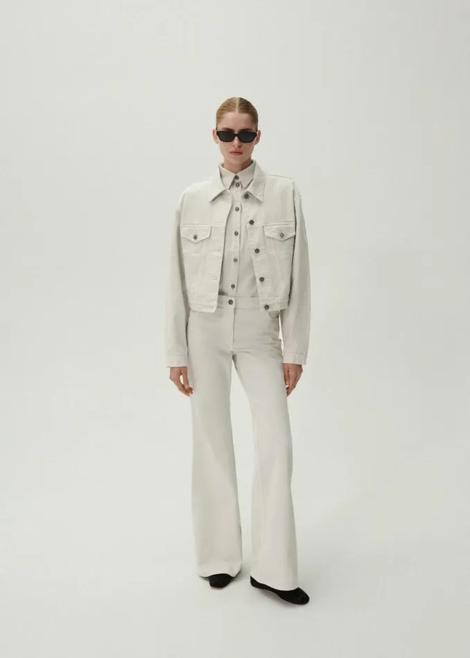Shop Magda Butrym Denim 70039s Denim Button Down Shirt In White Sand Shop Magda Butrym Denim 70039s Denim Button Down Shirt In White Sand