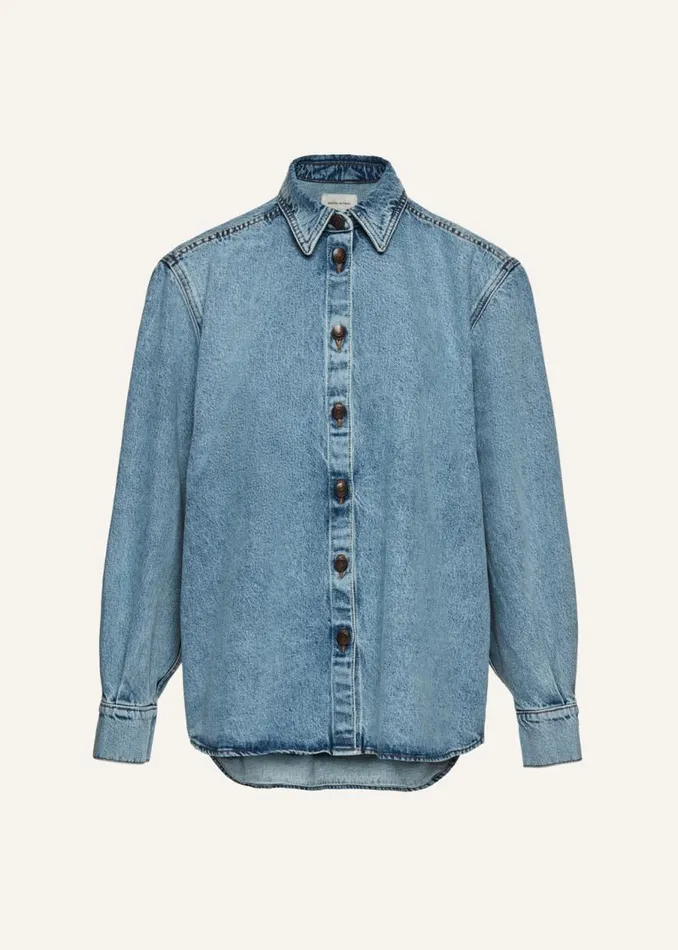 Shop Magda Butrym Denim Classic Oversized Denim Shirt In Faded Blue