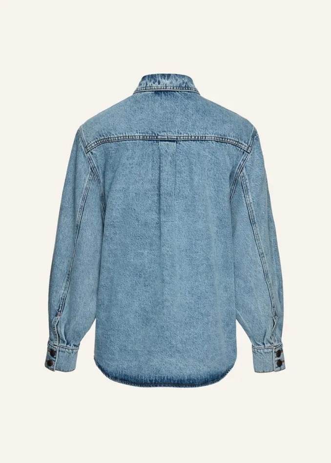 Shop Magda Butrym Denim Classic Oversized Denim Shirt In Faded Blue Shop Magda Butrym Denim Classic Oversized Denim Shirt In Faded Blue