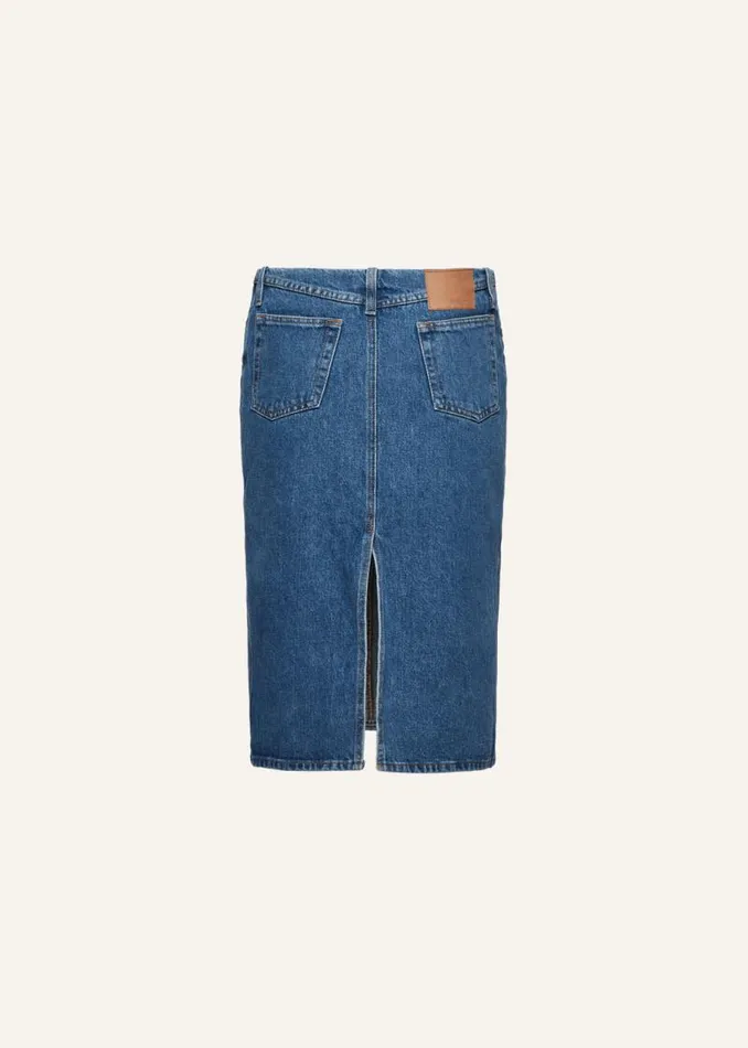 Shop Magda Butrym Denim Classic Slit Denim Midi Skirt In Blue Shop Magda Butrym Denim Classic Slit Denim Midi Skirt In Blue