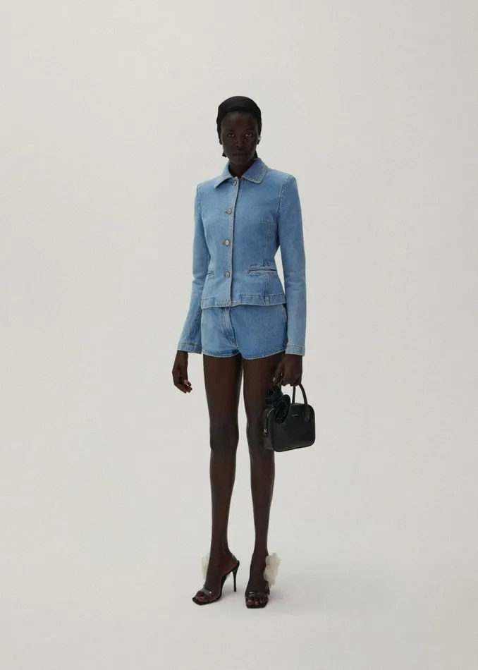 Shop Magda Butrym Denim Denim Hot Shorts In Light Blue Shop Magda Butrym Denim Denim Hot Shorts In Light Blue