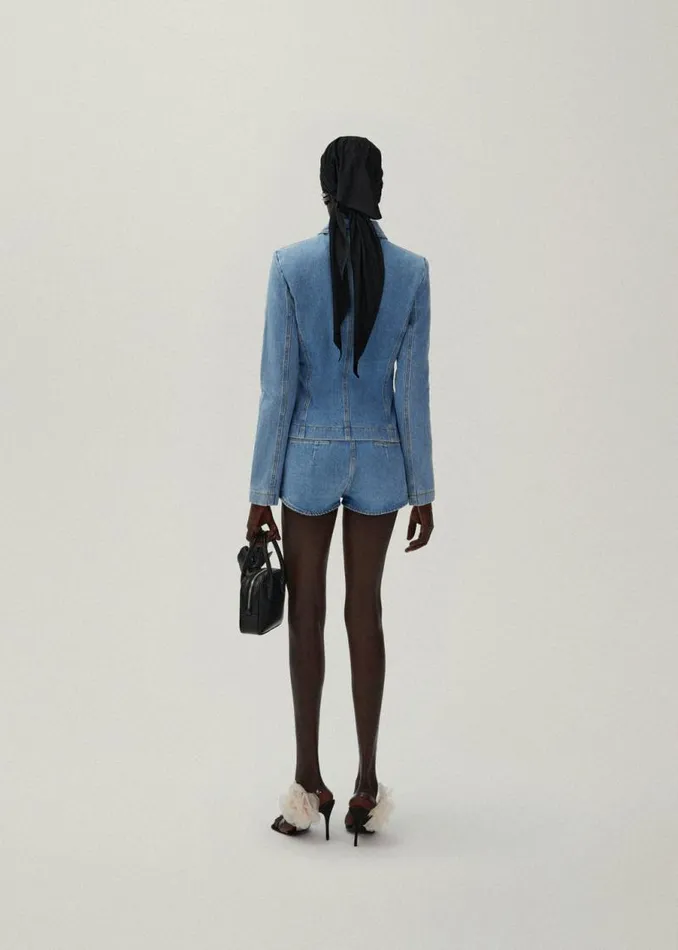 Shop Magda Butrym Denim Denim Hot Shorts In Light Blue Shop Magda Butrym Denim Denim Hot Shorts In Light Blue