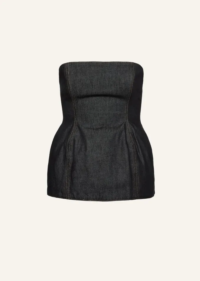 Shop Magda Butrym Denim Strapless Hourglass Denim Corset In Indigo