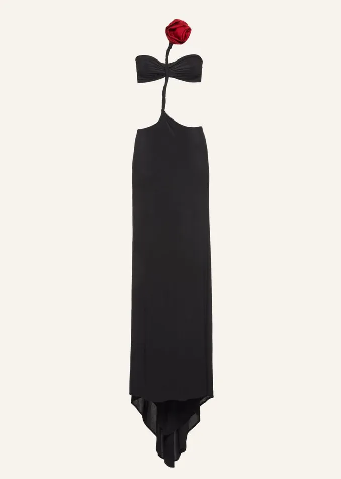 Shop Magda Butrym Dresses 3D Rose Jersey Gown In Black