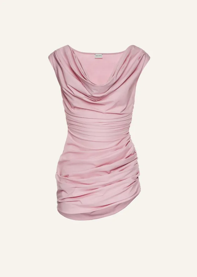 Shop Magda Butrym Dresses Draped Off Shoulder Cotton Mini Dress In Pink