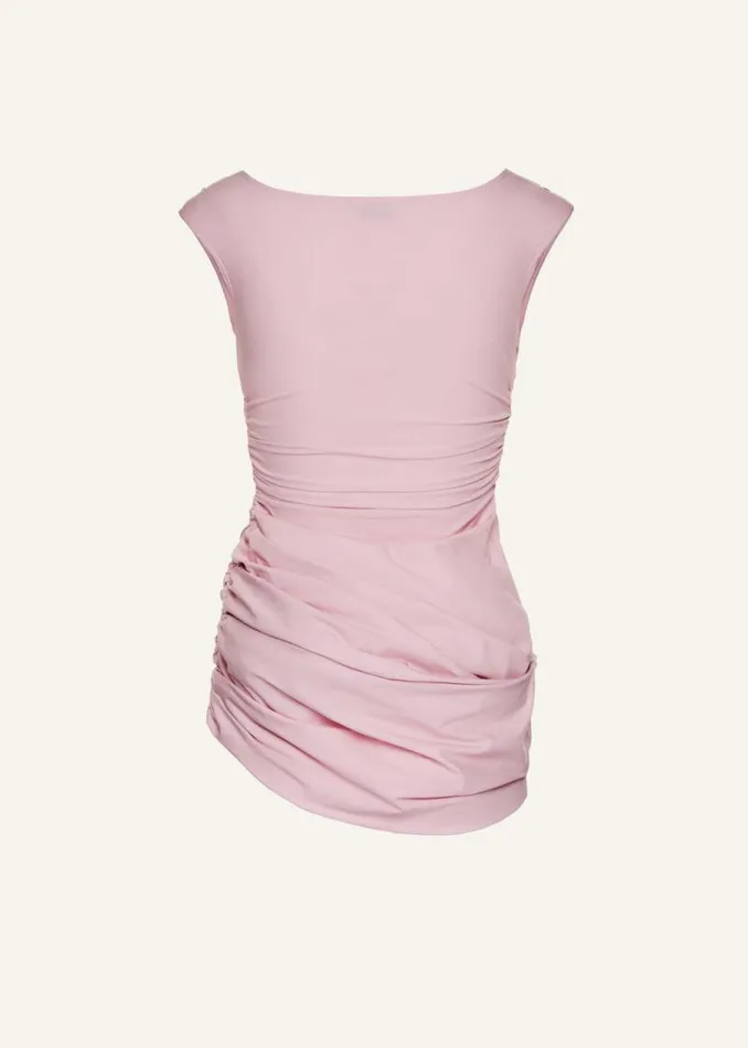 Shop Magda Butrym Dresses Draped Off Shoulder Cotton Mini Dress In Pink Shop Magda Butrym Dresses Draped Off Shoulder Cotton Mini Dress In Pink