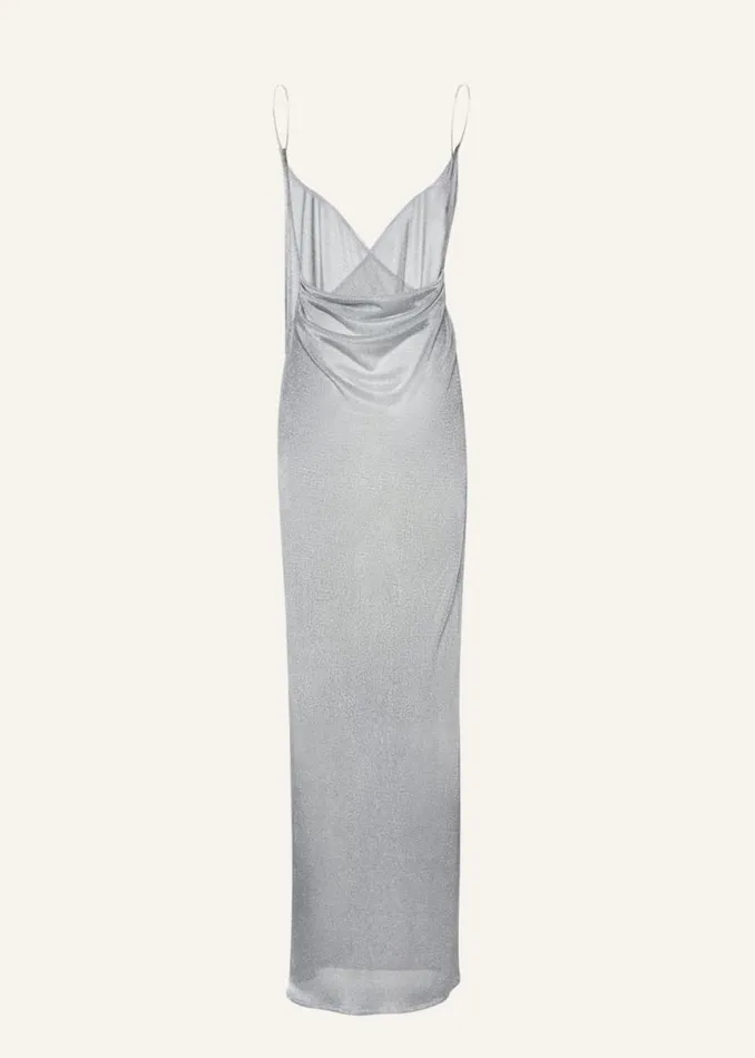 Shop Magda Butrym Dresses Draped V Neck Slip Dress In Silver Shop Magda Butrym Dresses Draped V Neck Slip Dress In Silver