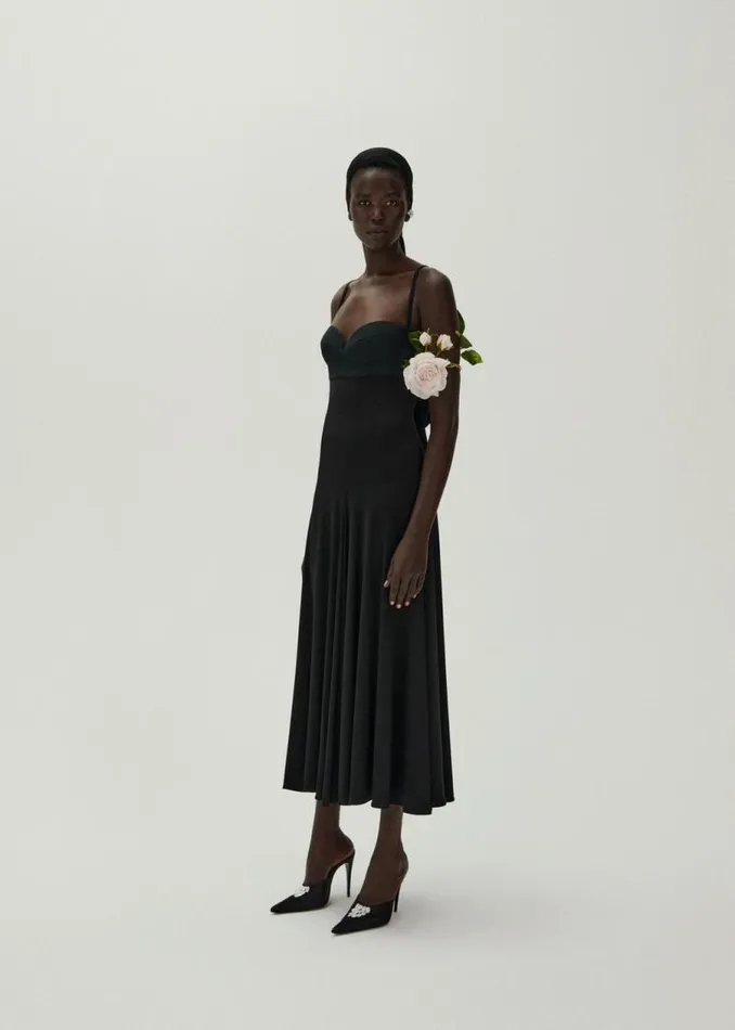 Shop Magda Butrym Dresses Rose Sweetheart Midi Dress In Black Shop Magda Butrym Dresses Rose Sweetheart Midi Dress In Black
