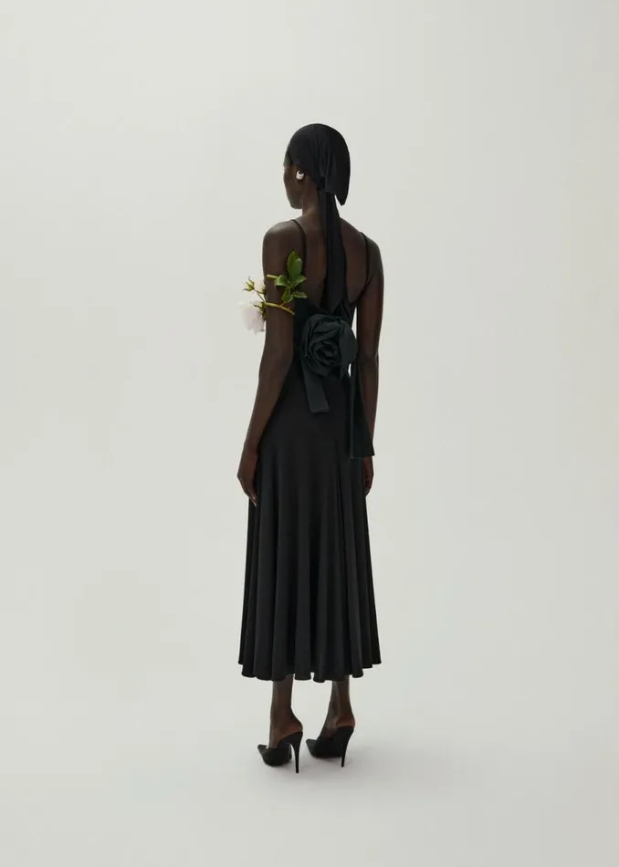 Shop Magda Butrym Dresses Rose Sweetheart Midi Dress In Black Shop Magda Butrym Dresses Rose Sweetheart Midi Dress In Black